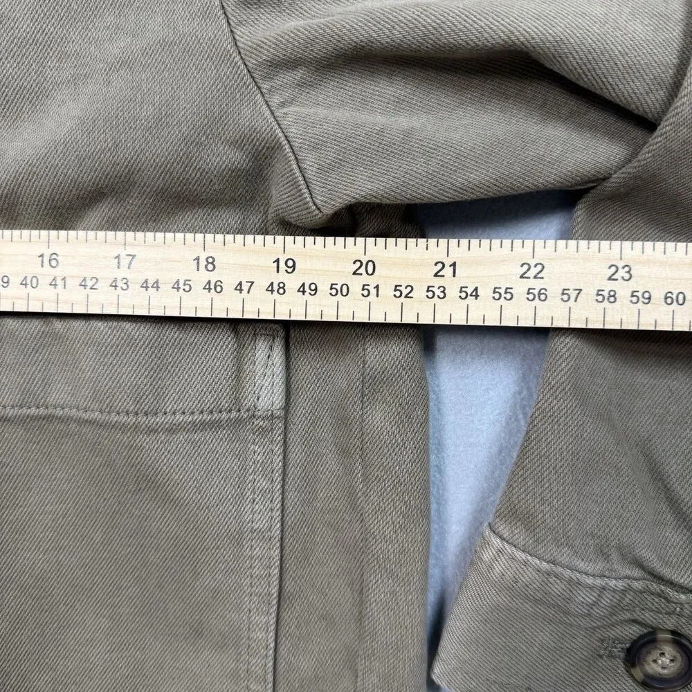 H&M Women’s Cropped Oversized Jacket Sz S Olive Khaki Twill Cotton Workwear NWT